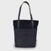 Black tote bag with Harris Tweed pocket in charcoal colour